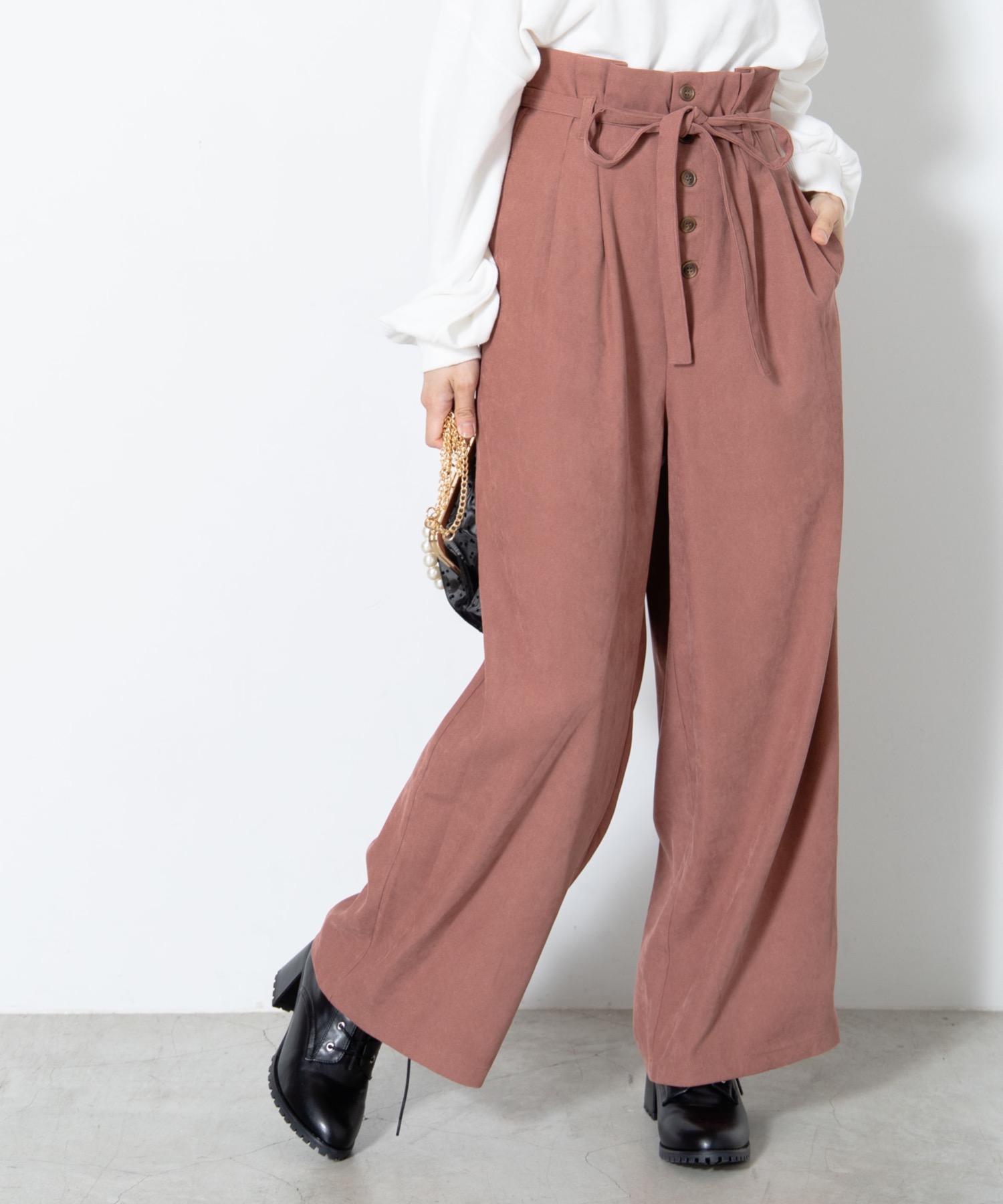 ハイウエストフリルリボンワイドパンツ  WE19WN10-L5901[品番：WG010070480]｜WEGO【WOMEN】（ウィゴー）のレディースファッション通販｜SHOPLIST（ショップリスト）