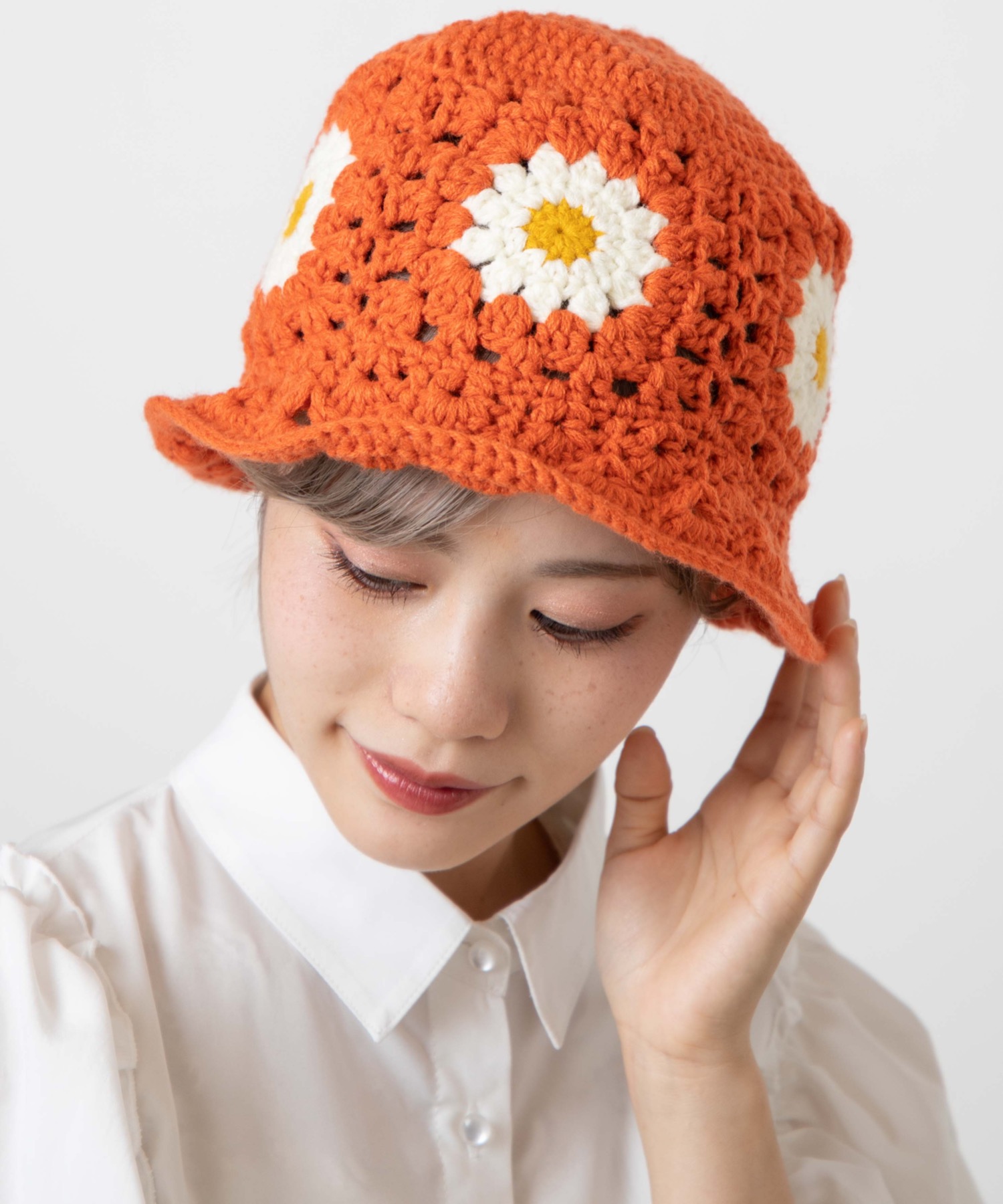 10cmドール用ニット帽（オレンジ） - 着せ替え服・アウトフィット
