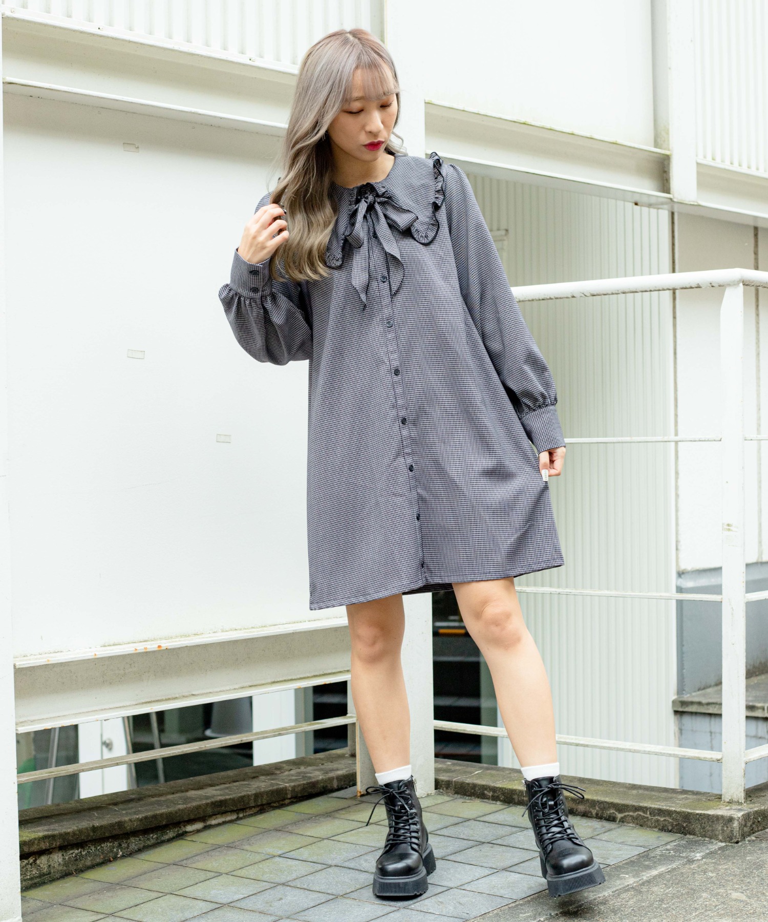 リボン付フリルカラーワンピース[品番：WG010082433]｜WEGO【WOMEN