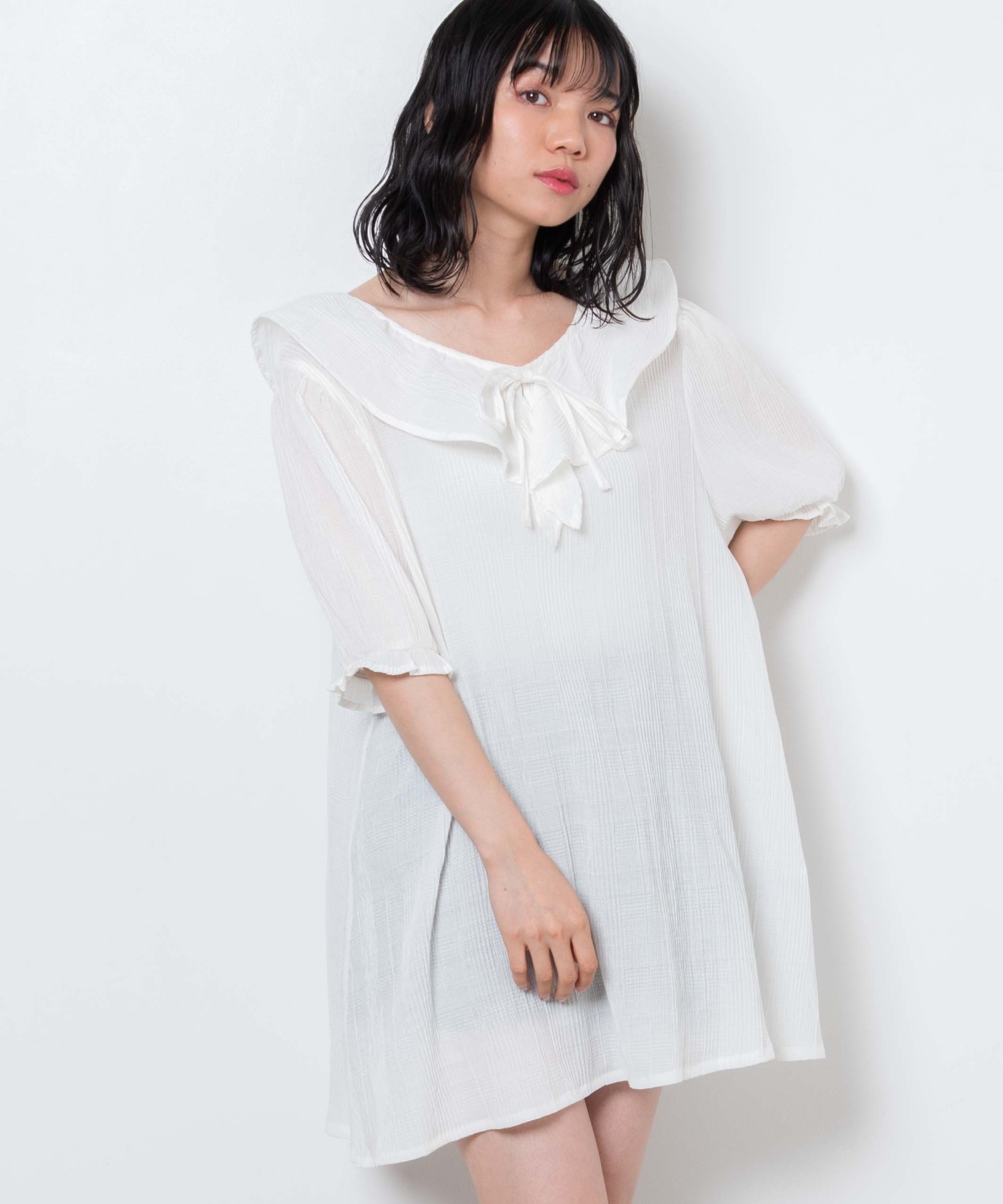 チェック2WAYフリルネックチュニック[品番：WG010080378]｜WEGO【WOMEN