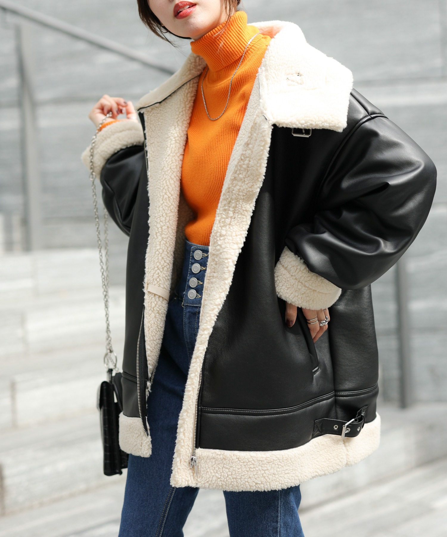 フェイクレザーフライトジャケット 韓国  韓国ファッション[品番：WG010085293]｜WEGO【WOMEN】（ウィゴー）のレディースファッション通販｜SHOPLIST（ショップリスト）