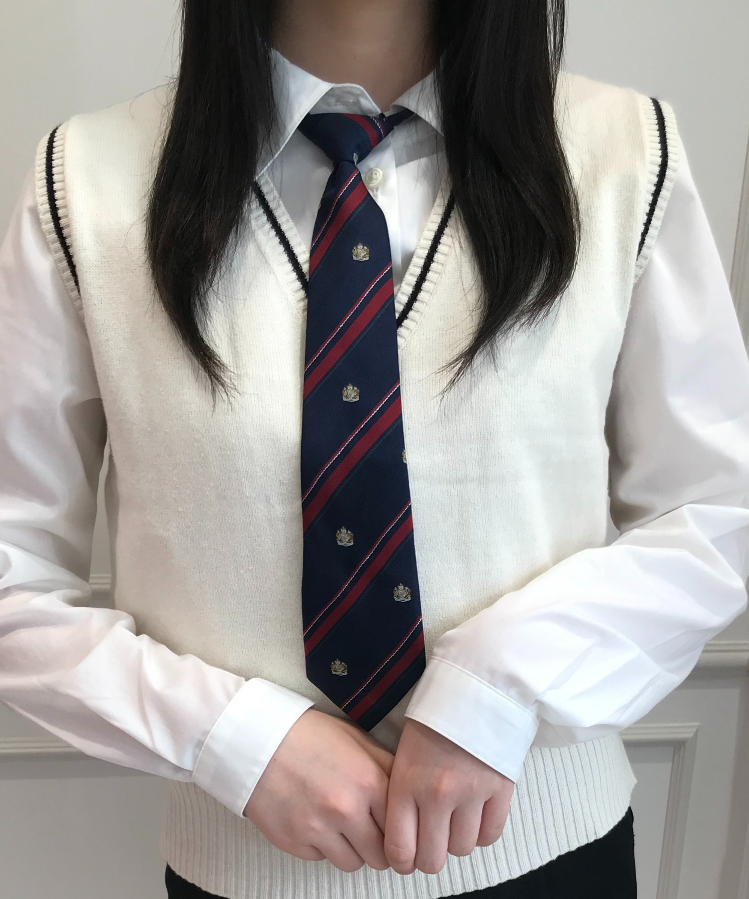ネクタイ付き メンズ 長袖 シャツ 白 ホワイト コスプレ  制服 韓国