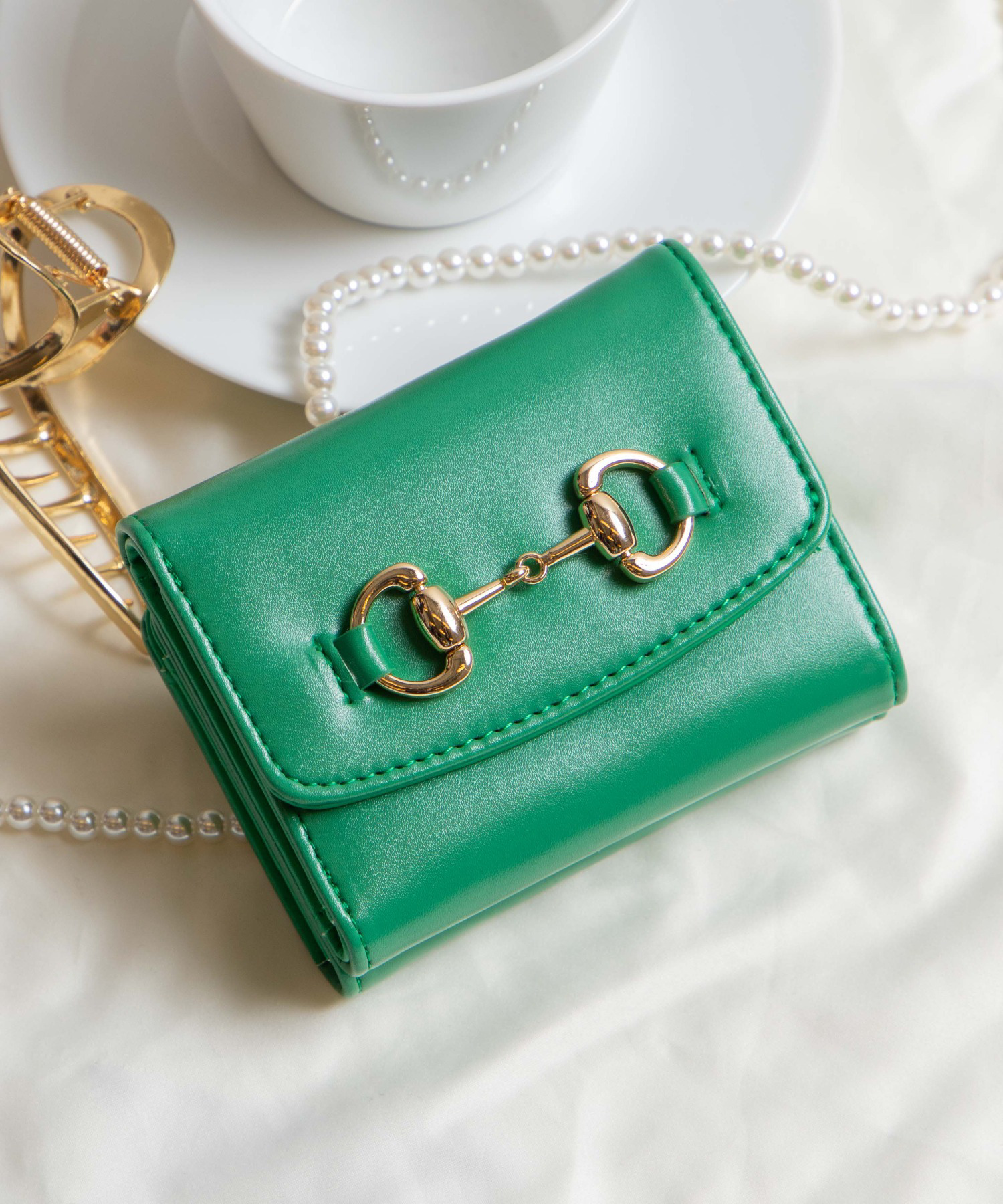 韓国 新品 ミニ 財布 コインケース カードケース グリーン 深緑