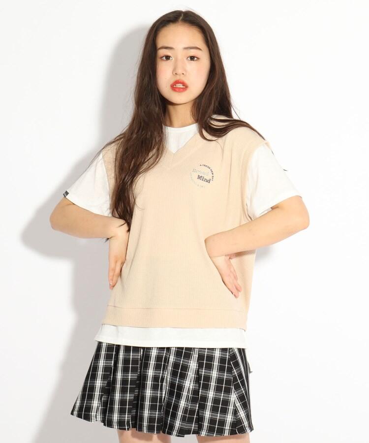 ワッフルベストレイヤード風Tシャツ [品番：WRDW0132763]｜PINK-latte（ピンクラテ）のキッズファッション通販｜SHOPLIST（ショップリスト）