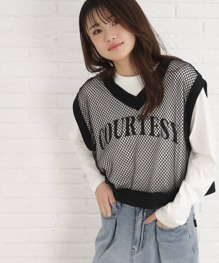 セットアイテム】メッシュベスト+ロンTセット[品番：WRDW0152295]｜PINK-latte（ピンクラテ ）のキッズファッション通販｜SHOPLIST（ショップリスト）