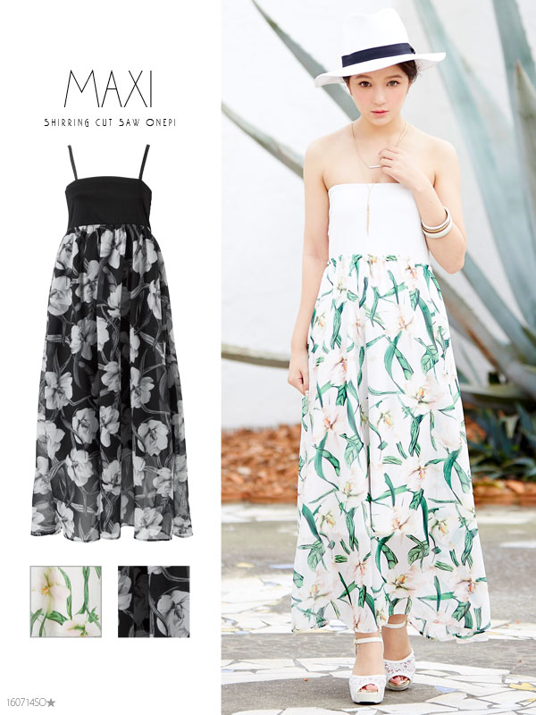 大花柄シフォン切替後ろシャーリングカットソーマキシワンピース Nl Fn 品番 Yu 夢展望 ユメテンボウ のレディースファッション通販 Shoplist ショップリスト