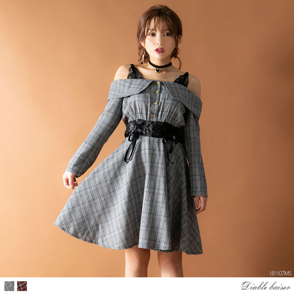 チェック柄オフショルワンピース Db Lx Se 品番 Yu 夢展望 ユメテンボウ のレディースファッション通販 Shoplist ショップリスト
