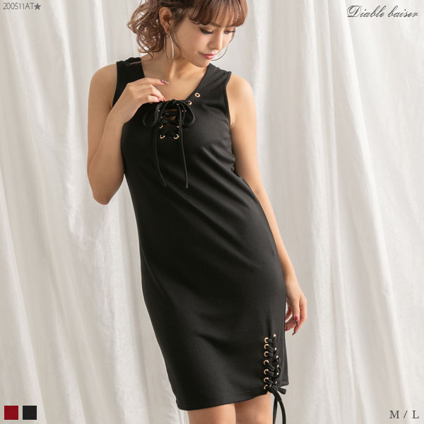 口コミ レビュー ワンピース レースアップ ノースリ セクシー 夏 ノースリーブ ショート タイト 夢展望 ユメテンボウ レディースファッション通販shoplist ショップリスト